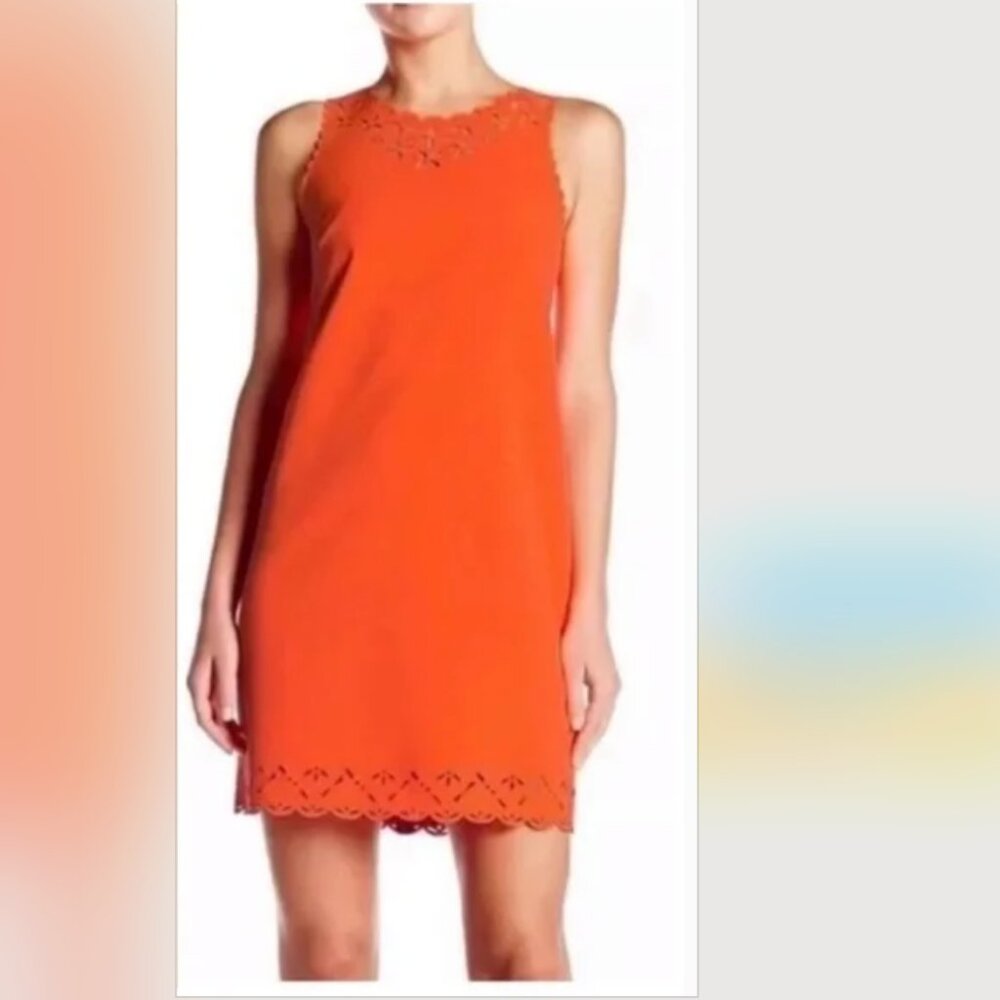 J. Crew Neon Orange Sleeveless Mini Dress with Scalloped Trim